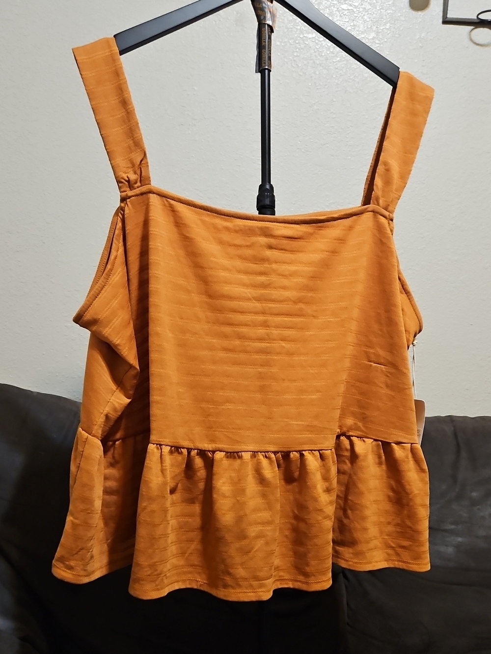 a.n.a Peplum Tank Top in Burnt Orange
